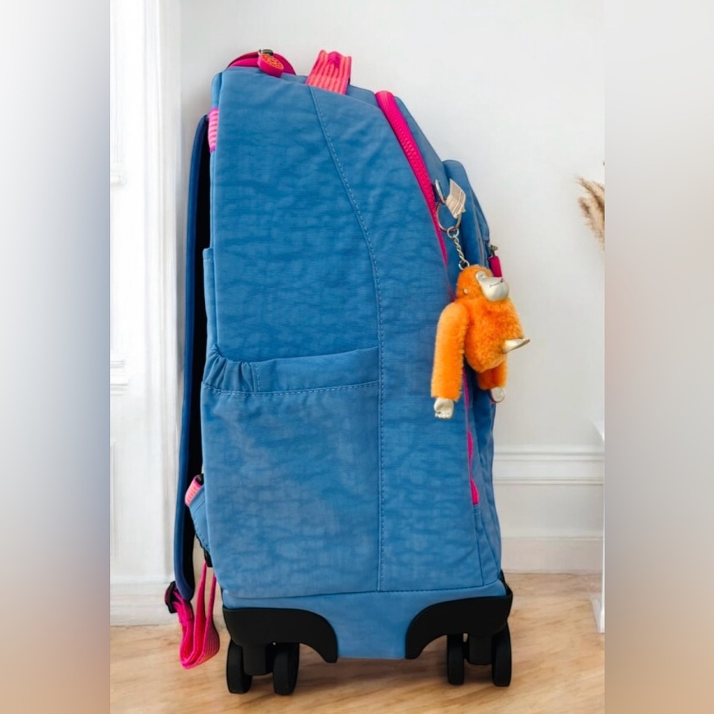 Kipling New Zea 15" Laptop Rolling Backpack Blue Bouncy - Picture 7 of 7
